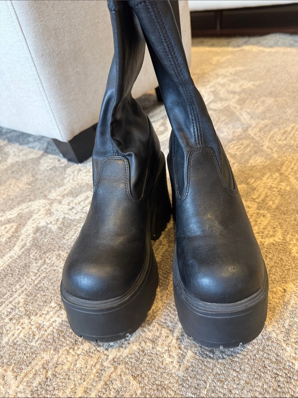 Windsorsmith Black Platform Chunky Heel Boots - Unbranded - Picture 2 of 5